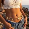 Multi-pendant Starfish Waist Chain Shell Beads Belly Chain Imitation Pearl Body Chain  Ladies