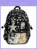 Star Pattern Nylon School Backpack With Padded Straps For Students