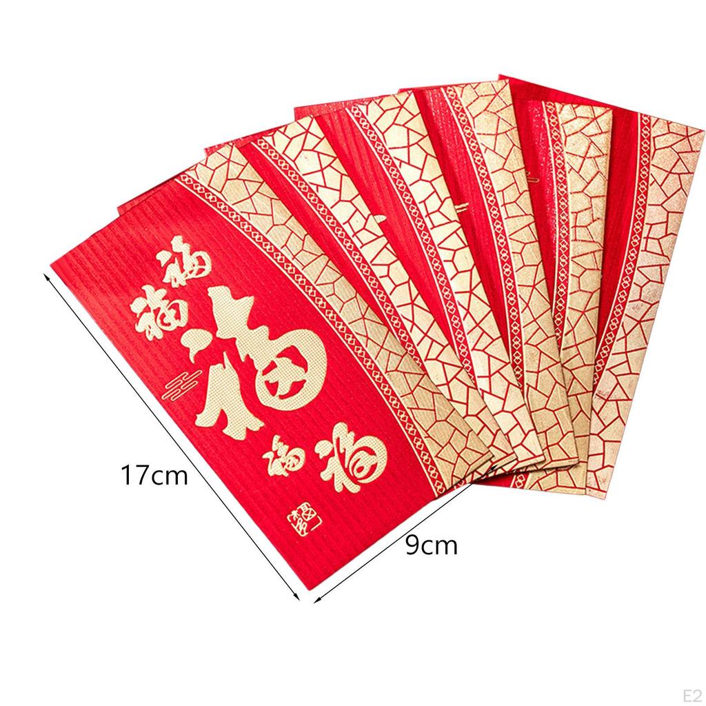 6 Pieces Chinese Year Red Envelopes Hong Bao Packets Packet Bag for Party Spring Festival