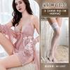 Sexy female summer with chest pad, lace suspender, nightdress, perspective split-ended outer robe set