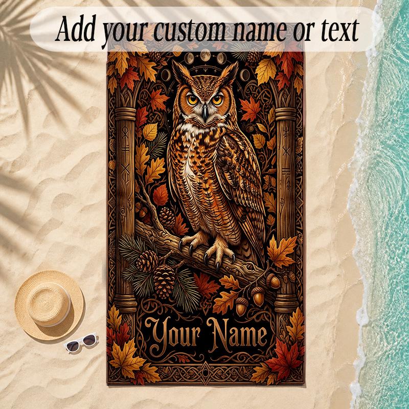 Birds Theme Soft Beach Towel Personalized Custom Name Text Towel Portable for Beach Pool Travel