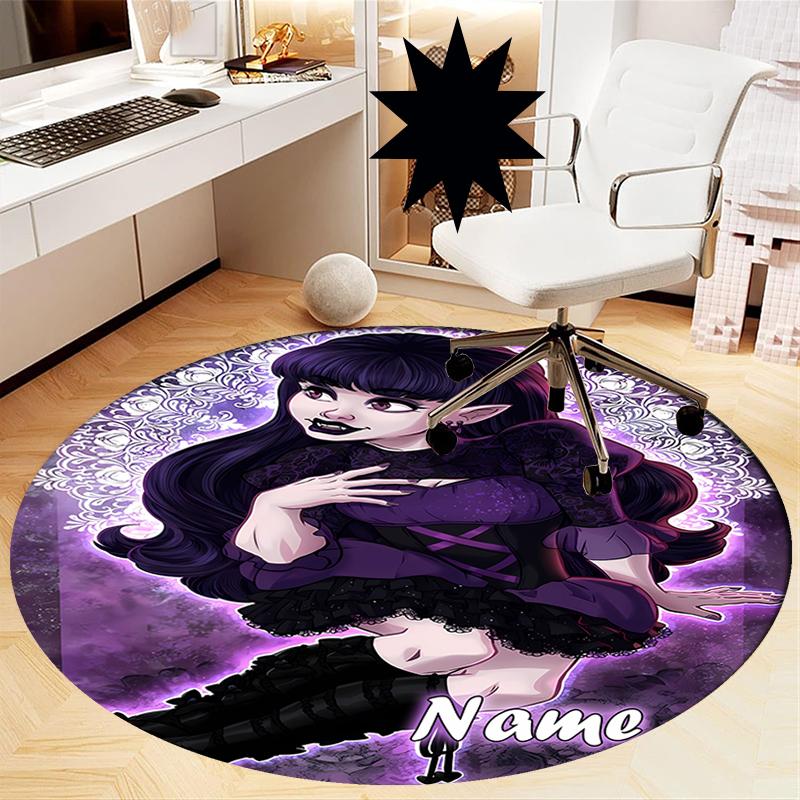 Custom Name Monster High Printed Round Rug Carpet Chair Rug Area Rug Entryway Doormats,for Office Chair Living Room Bedroom Kitchen Room.
