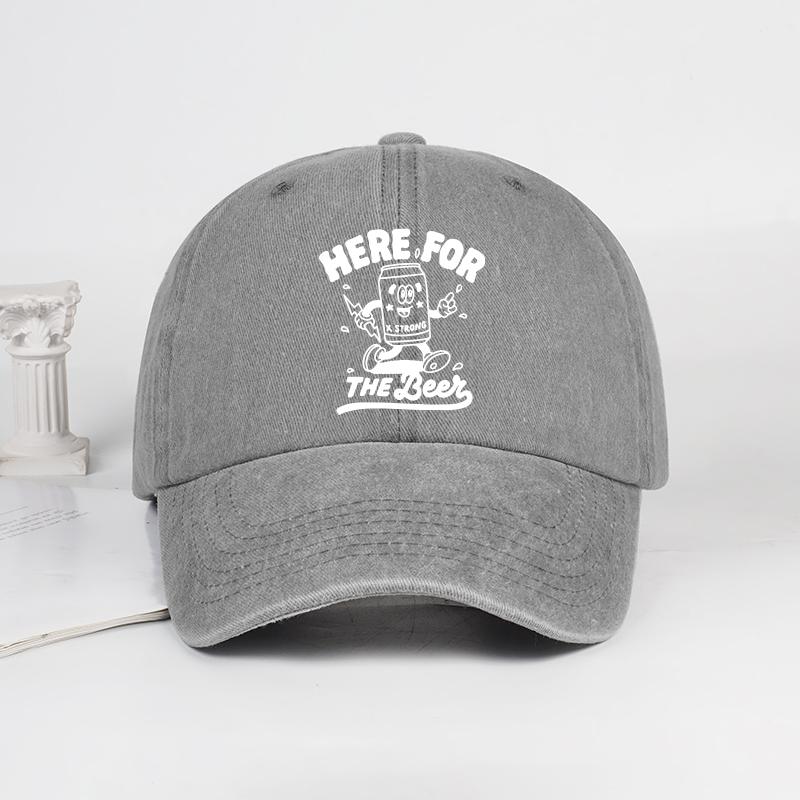 

Here for the Brew Cartoon Can Print Washed Baseball Cap Soft Comfortable Lightweight Breathable Adjustable Fun Casual Hu