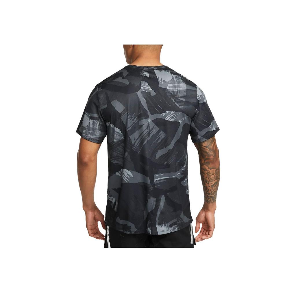 Nike Dri-FIT Miler Slim Fit Camo Quick-Dry Comfortable Crew Neck Short Sleeve T-Shirt Men Tops Black FD4053-010