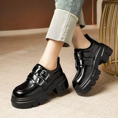 Britische kleine Lederschuhe mit 100 passenden JK Absatz-erhöhenden kleinen Federn, neuer Samt, College-Stil Schuhe