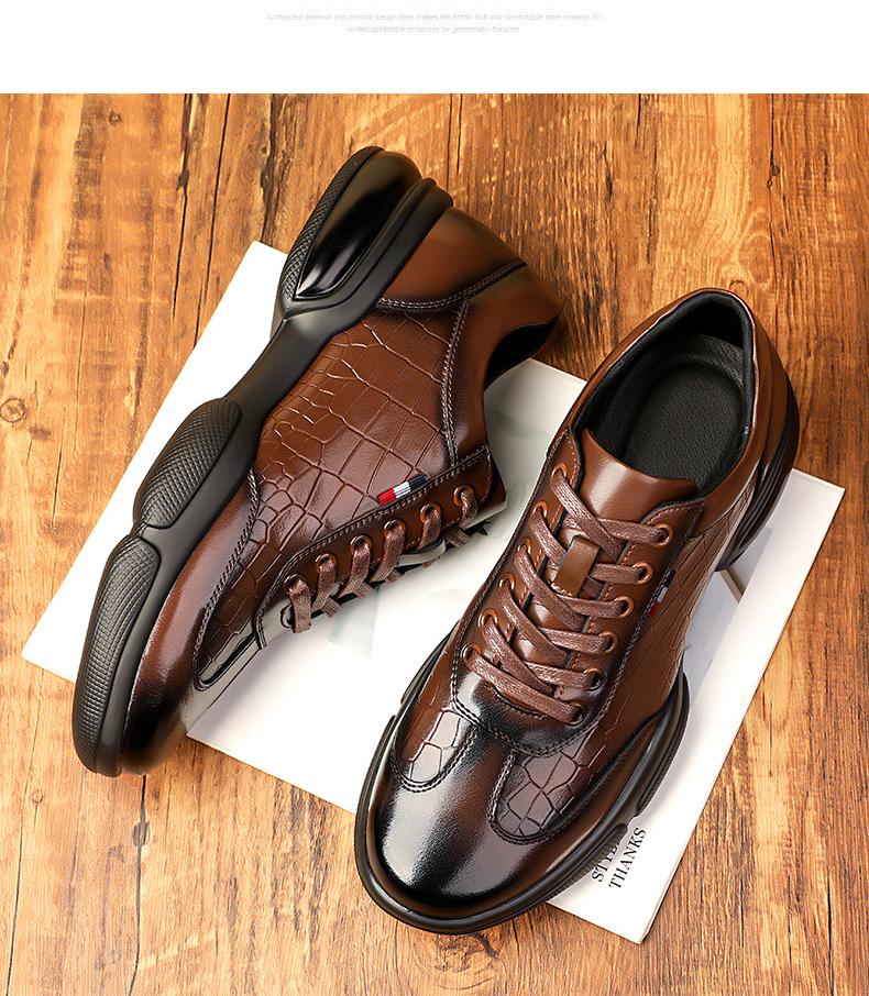 Neue Herren Freizeitsport-Schuhe aus Rindsleder Mode Bequeme Klobige Sneaker