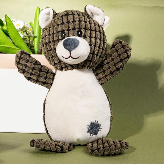 Pet Toy Bear Shape Bite-Resistant Plush Dog Cat Chew Toy with Built-in Sound Device Soft Interactive Play Stress Relief Toy