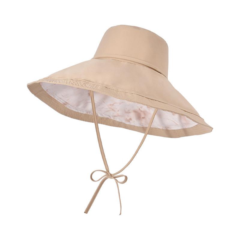 Polyester Wide Brim Sun Hat For Women Outdoor Uv Protection Summer Casual Fashion