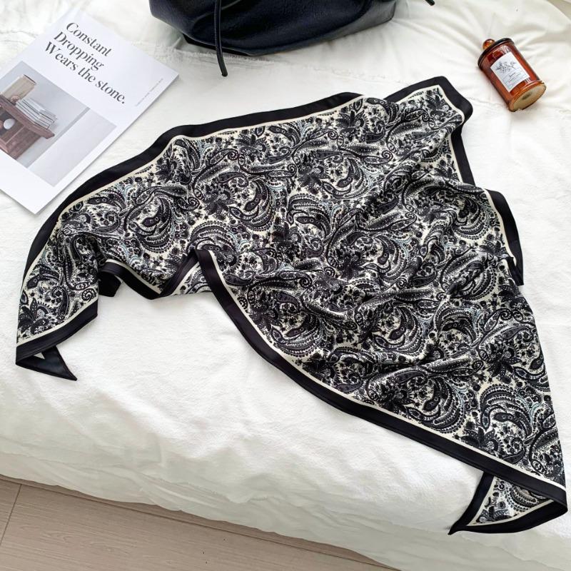 Cashew flower silk scarf new trend bag headscarf headband neck protector scarf scarf small shawl triangle scarf fart curtain