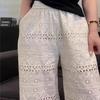 Letní dámské štíhlé kalhoty s vysokým pasem, krajkové, s dutými nohavicemi, délka na zem, široké nohavice, volné, duté, tenké, ležérní, rovné kalhoty