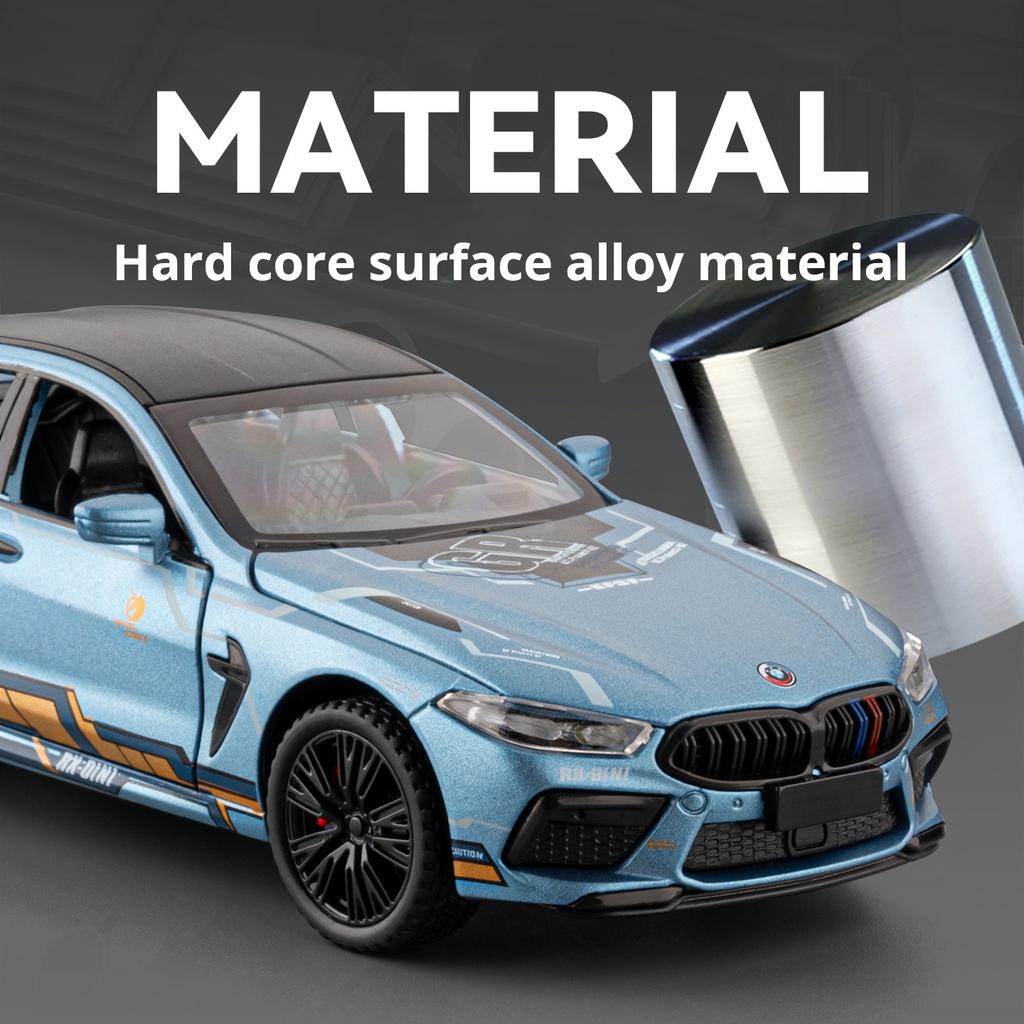 1:32 BMW M8 Exquisites Legierungs-Sportwagenmodell Simulation Rennsport Pull-Back-Spielzeug Jungen Superauto Sammlerstück Dekoration Jungen Geschenke