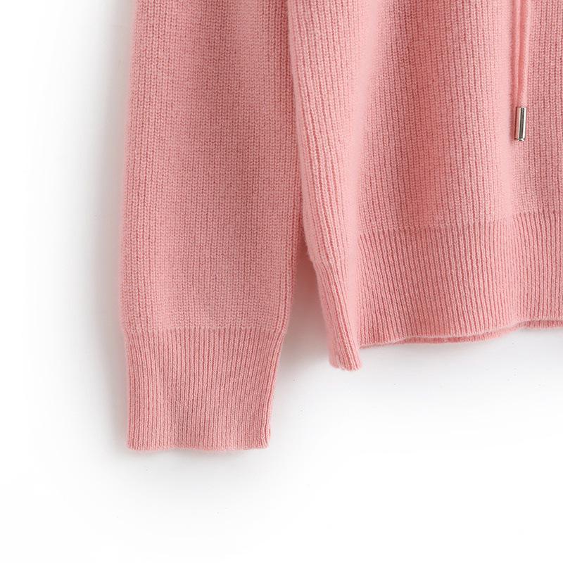 Women's Slim Fit Hooded Wool Cardigan Sweater - Knitted Long Sleeve Versatile Pullover Base Layer