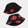 Sombrero Cubo de Dibujos Animados Anime Japonés Bordado de Nube Roja Algodón Sombrero de Pescador Akatsuki Protector Solar para Exteriores para Mujeres Hombres Sombrero de Verano