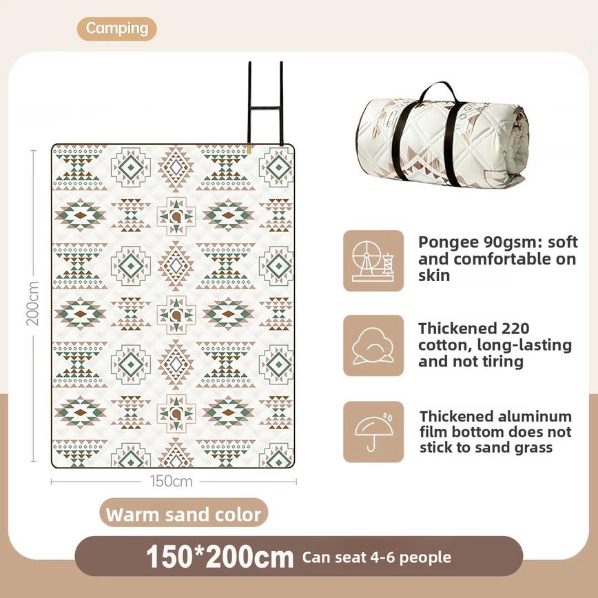 200x300 Outdoor Picnic Mat Lawn Mat Moisture-proof Camping Mat Large Machine Washable Thickened Double Sided Waterproof Placemat