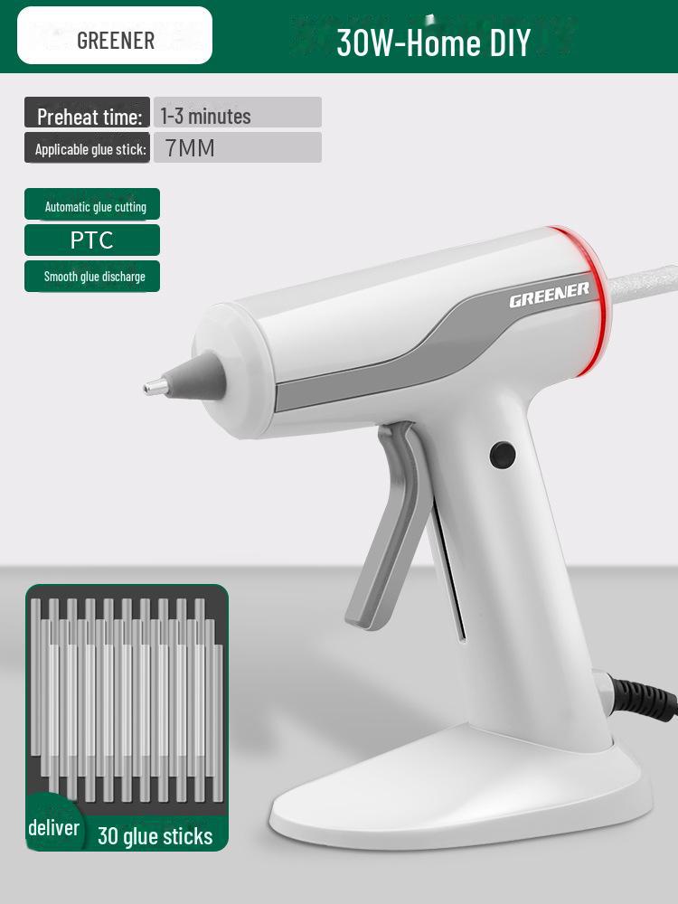 

Green Forest Wireless Hot Melt Glue Gun: Rechargeable, Lithium Battery, Ideal for DIY Crafts & Children s Projects Plug-in model, 30W, 30 high viscosity glue sticks