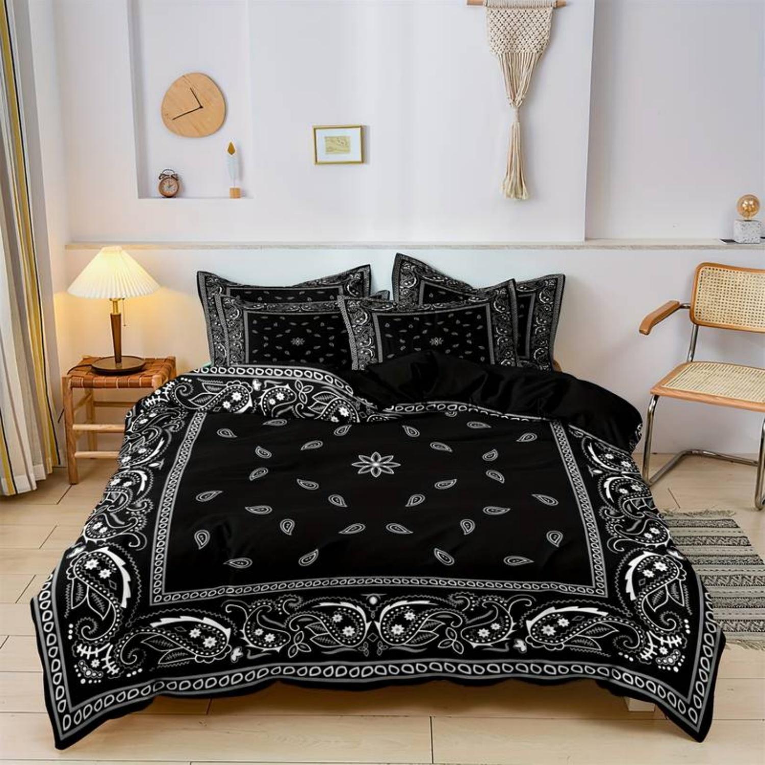 

3pcs Stylish Paisley Duvet Cover Set Bandanna Pattern With Pillowcases For Bedroom And Dorm Room Decor1 Duvet Cover+2 Pillowcase EU Single-135x200cm&set