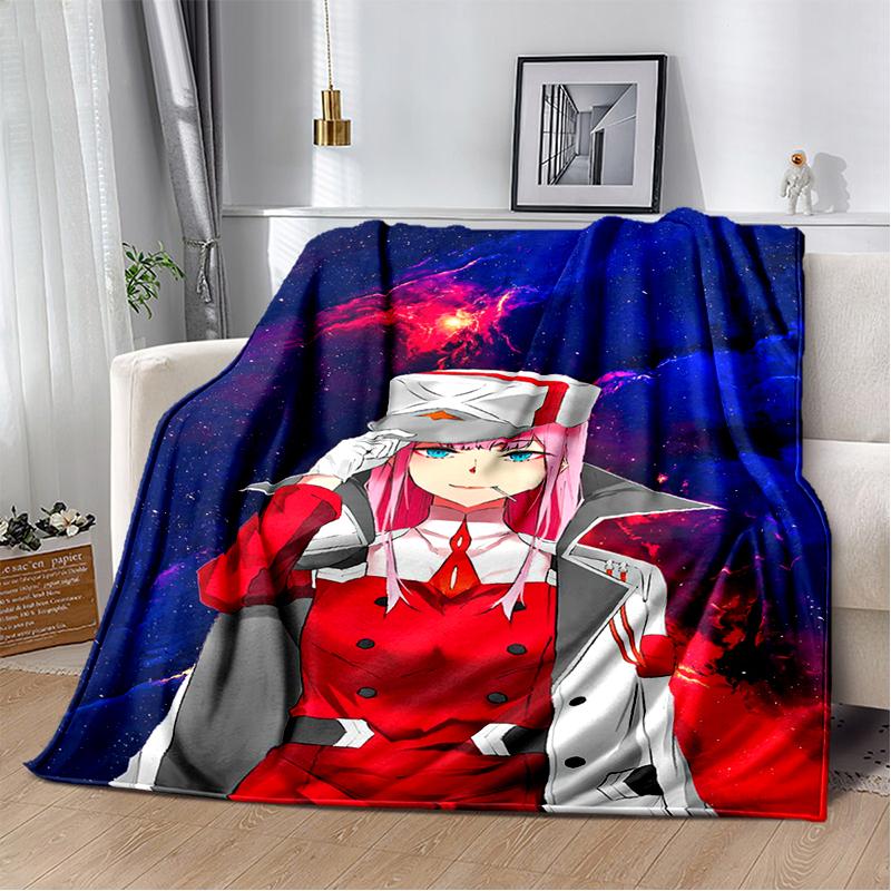 Zero Two 29 Style Cartoon 002 Hiro Sexy Girl DARLING In The FRANXX Flannel Blanket,Soft Throw Blanket for Home Bedroom Bed Sofa