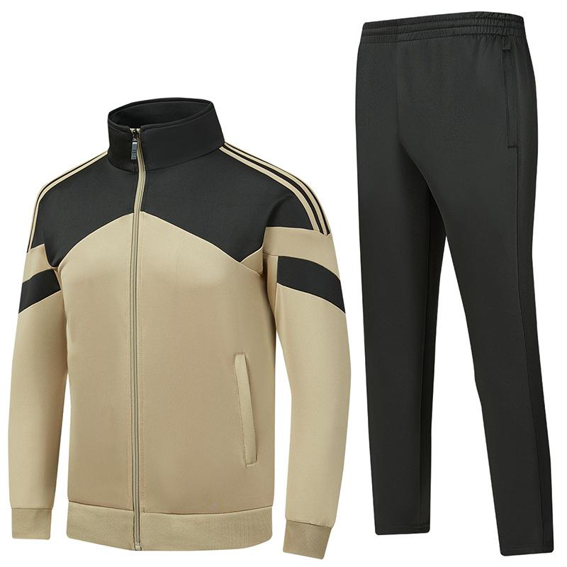 

Весенне-осенний кардиган с воротником-стойкой, комплект из двух предметов: худи с цветными блоками из южнокорейского шелка для мужской спортивной одежды для бега XL