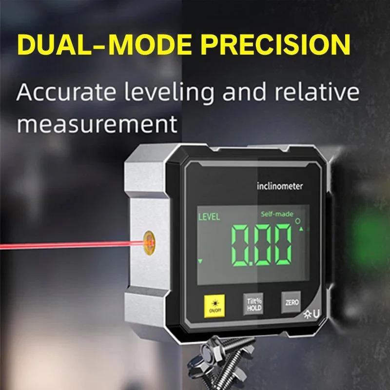 Goniometro Digitale Magnetico a 4 Lati con Protometro Elettronico Laser Orizzontometro Inclinometro Righello Angolare Misurazione Pendenza