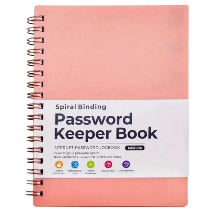 

Password Book with Alphabetical Tabs Practical Password Keeper Book Spirals Password Notebook for Website Logins рожевий