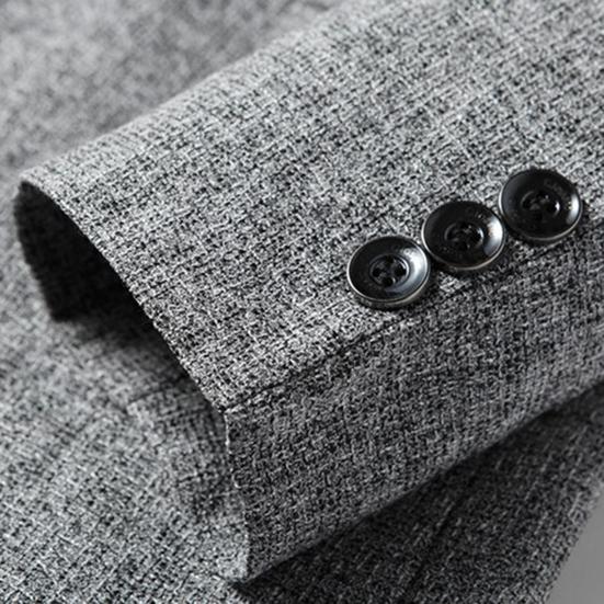 Blazer para Hombre Color Sólido Cruzado Otoño Invierno Dos Botones Bolsillos Abrigo de Traje para Boda