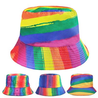 Hat Rainbow Color-block Hat Reversible Wearable Basin Hat Summer Outdoor Sun Hat Fashion Colorful