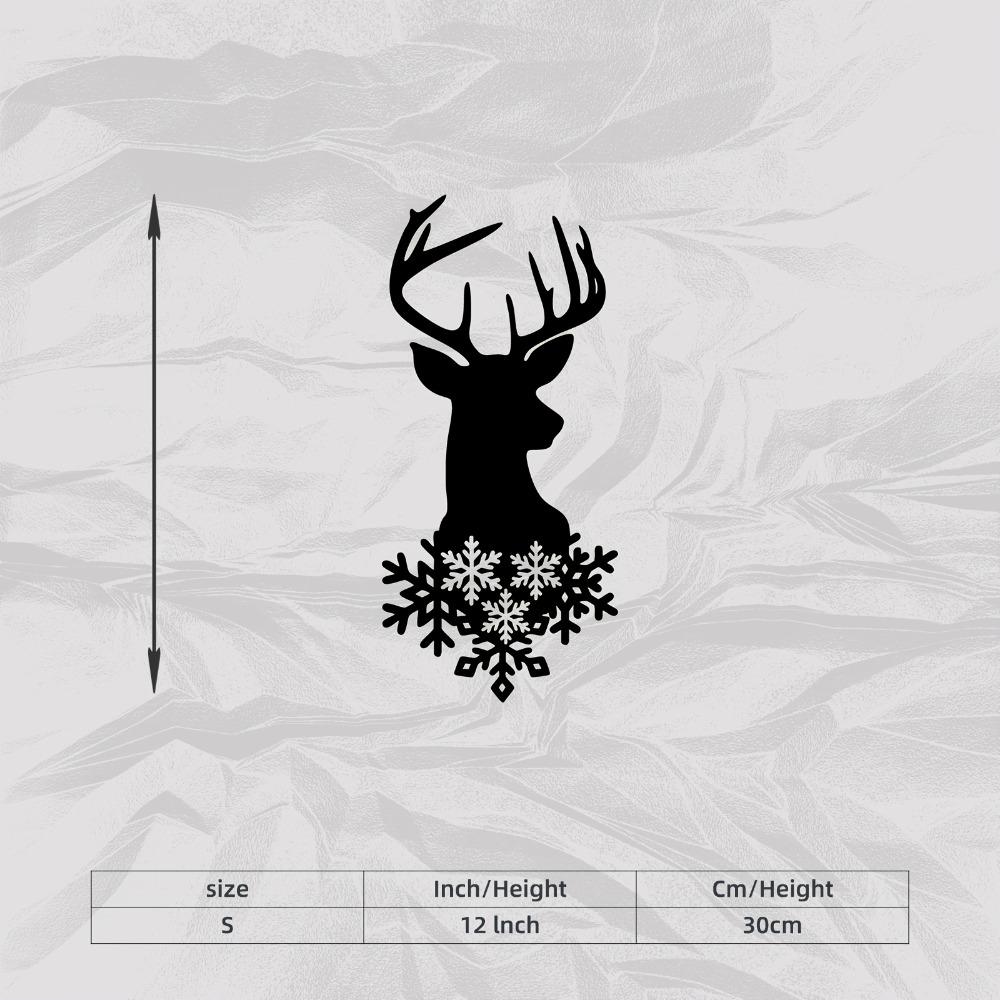 Deer Head Snowflakes Metal Wall Art Wildlife Winter Decor Rust Resistant Sculpture Christmas New Year Gift Home