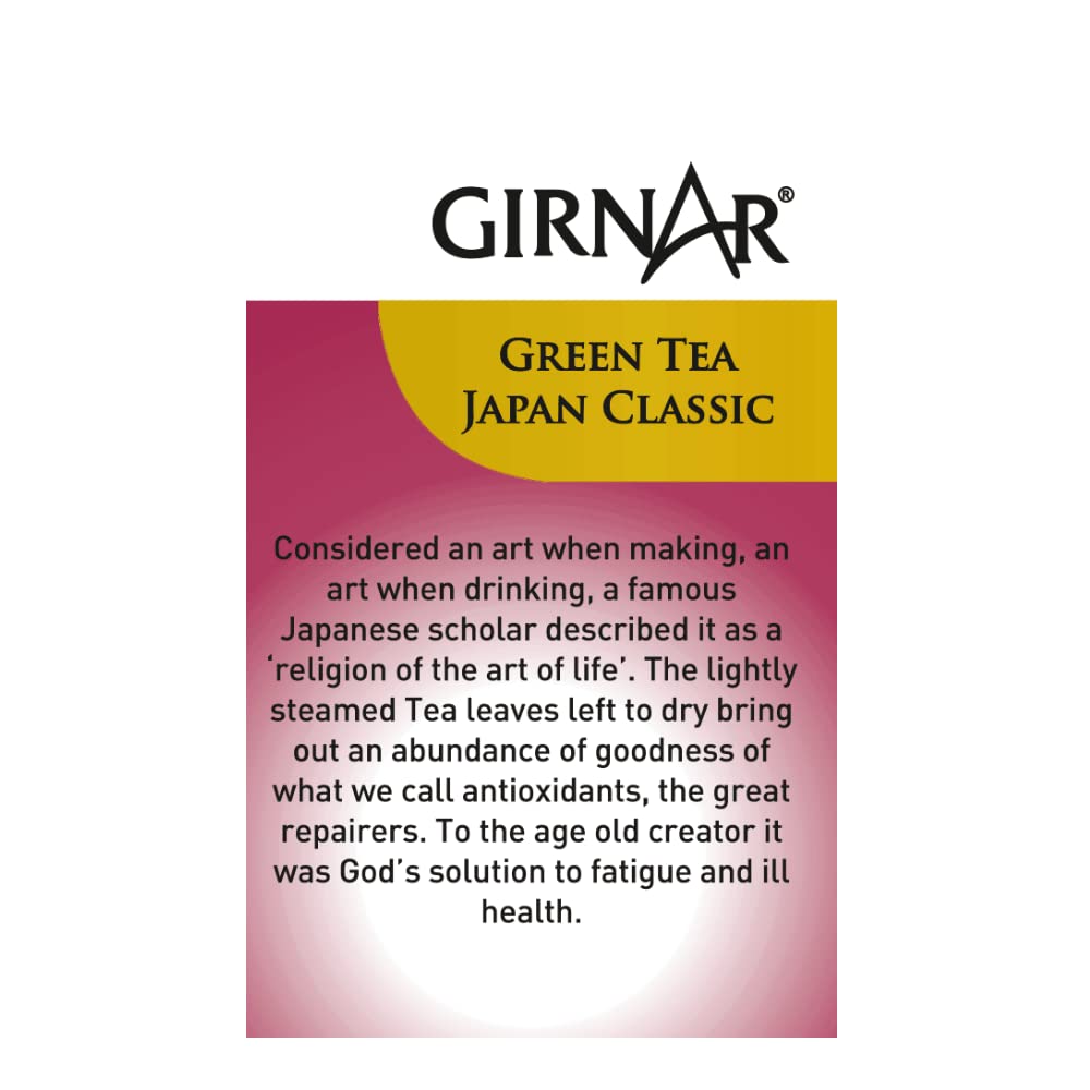 Girnar Green Tea Japan Classic Foil Wrapped Tea Bags Mild Aroma Smooth Taste Daily Brew 10 Bags Pack Of 1 Green Tea