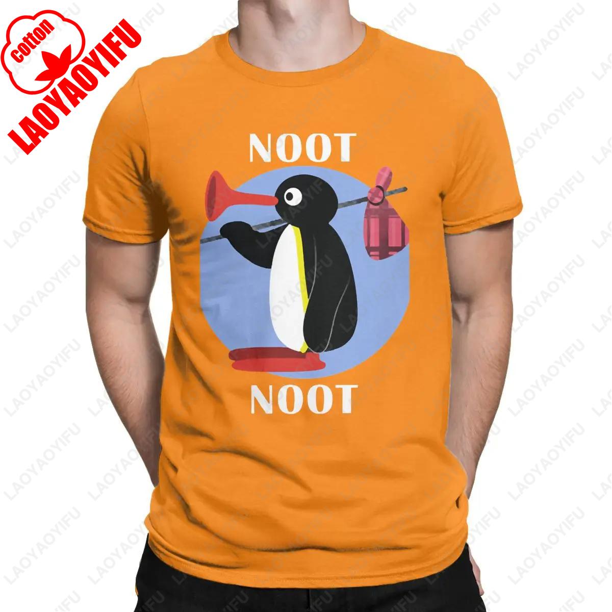 

Футболка Noot Noot Pingu Мужская Женская Хлопок Винтажные Футболки Круглый Вырез Футболка с Пингвином Одежда в Стиле Харадзюку Классическая Футболка с Принтом S