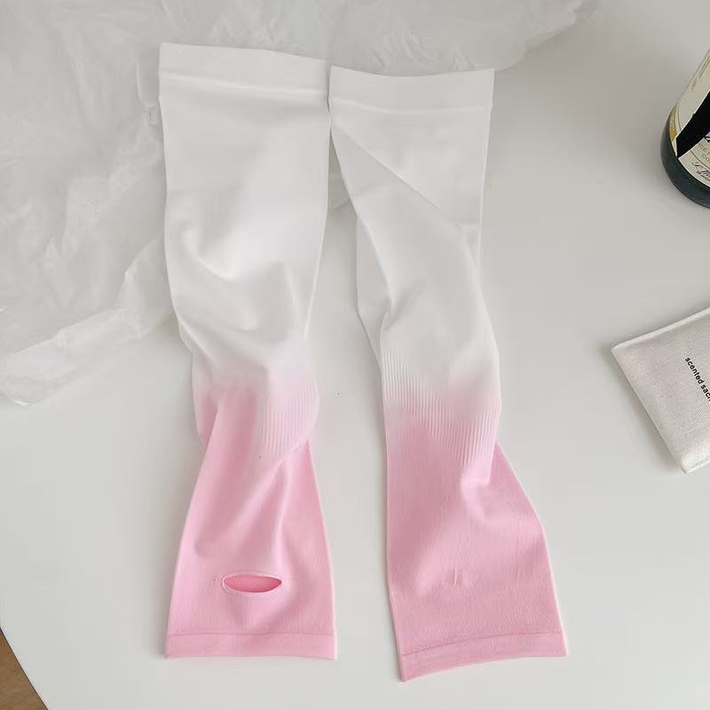 Gradient Ice Silk Cooling Arm Sleeves, UPF 50+ Sun Protection, Fingerless Arm Covers for Women, for Driving, Cycling, Outdoor Sports, Summer