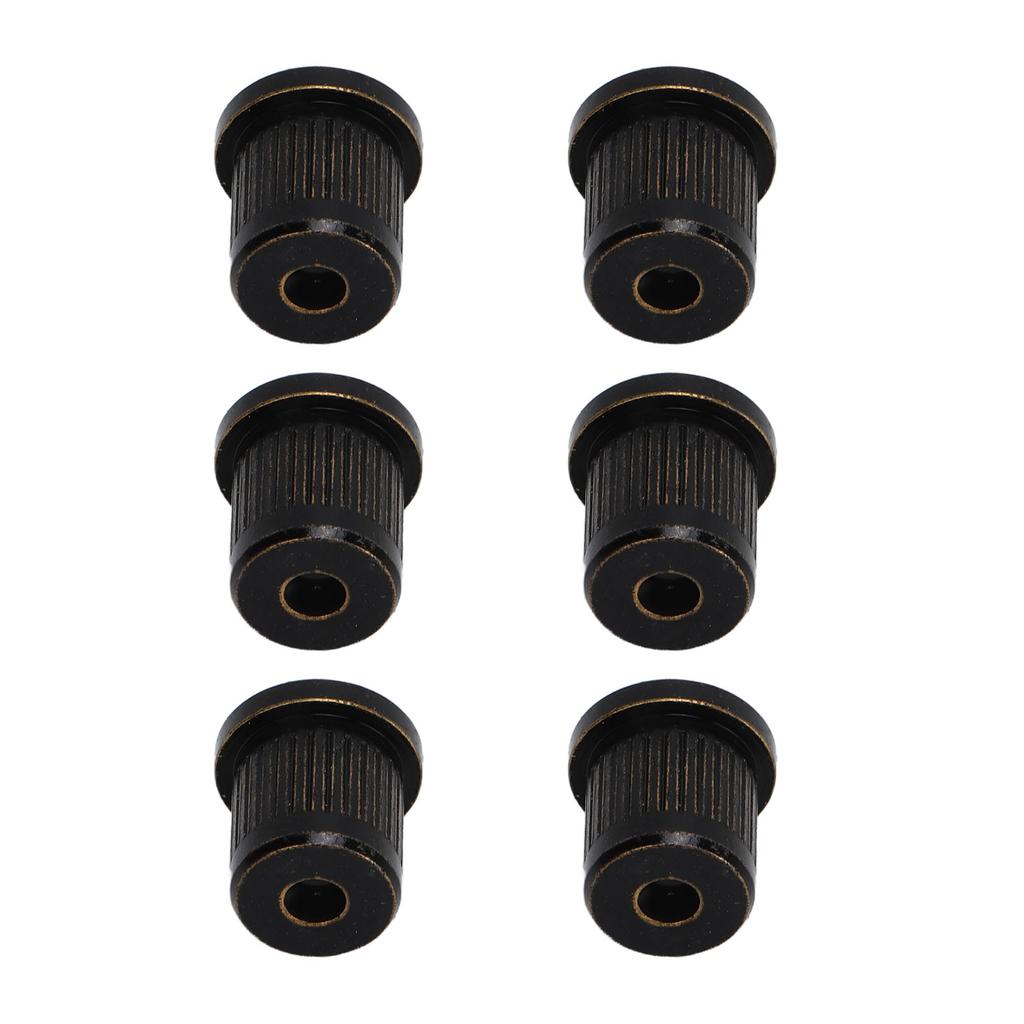 6Pcs Guitar String Ferrules Through Body Brass Recordative Edition for Electric Guitars Black