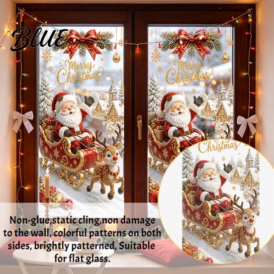 Seasonal Home Beautification Christmas Window Clings Cute Snowman Santa Penguin Reindeer Stickers for Waterproof PVC Decor Glass Reusable