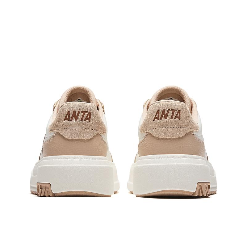 Anta Life Collection Slip Resistant Abrasion Resistant Cushioning Low Top Skateboard Shoes Women's White Brown Sneakers 122448023-5