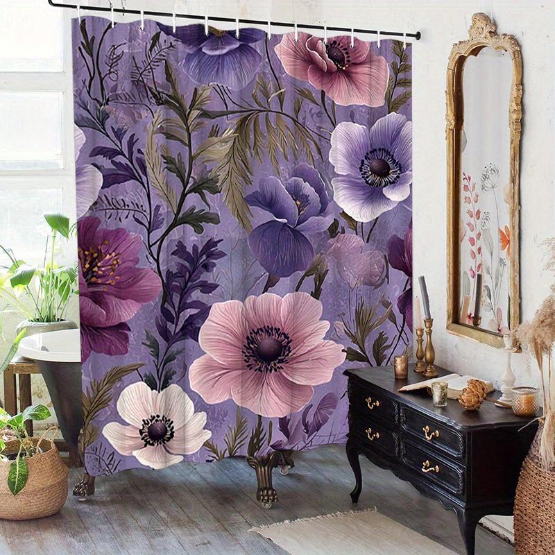 Lavender Anemone Shower Curtain - Soft Design, Washable, 70.8x70.8 Inches, Light Purple & Pink, Lightweight