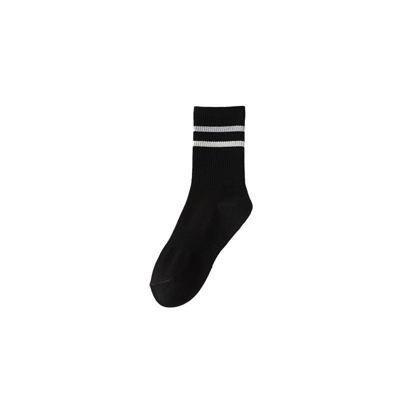 Female Spring and Autumn New Casual Stripe Sweat Absorption Breathable No Bone Anti Pilling Long Tube Cotton Socks