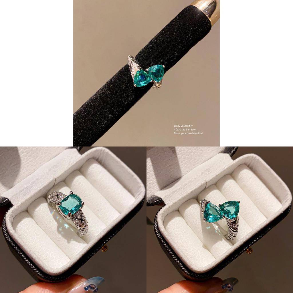 New Chinese Style Zircon Snake Pattern Triangle Open Ring For Women