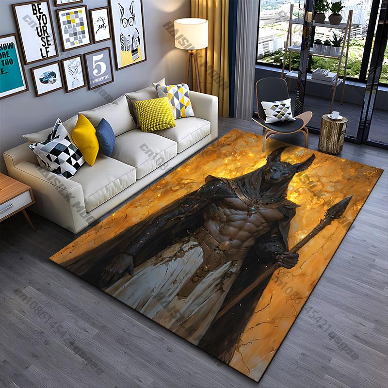Majestic ancient deity warrior figure carpet Yoga living room room decor children's crawling mat doormat area rug