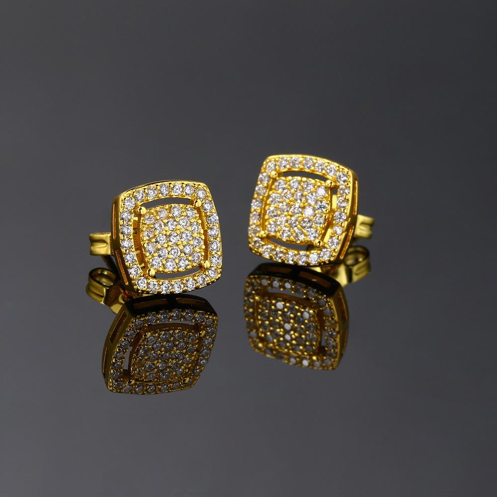 Orecchino a Bottone Quadrato Iced Out Zirconia per Piercing all'Orecchio Orecchini Unisex Punk Rock Hiphop Cartilagine Lobo Orecchino Gioielli Maschili alla Moda OHE164