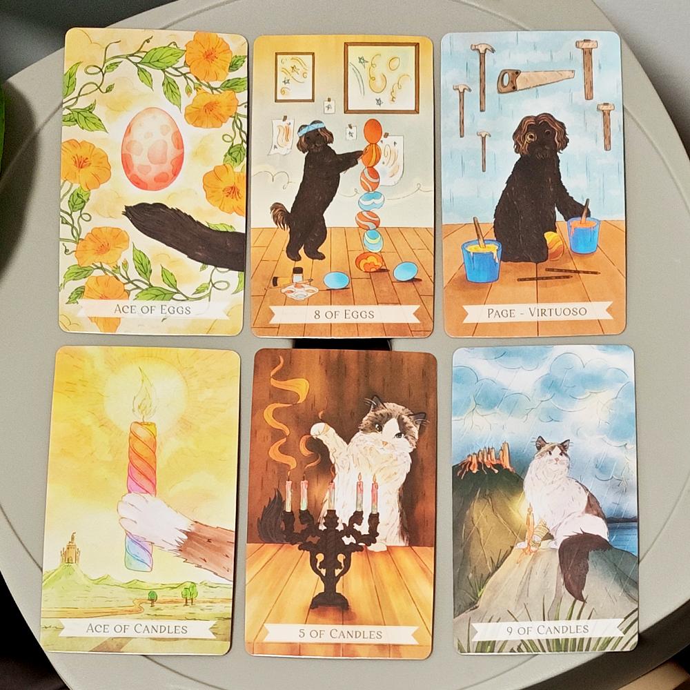 Oneful Tarot Deck 10.3*6cm 78-Card MBTI Integrated Tarot for Cat & Dog Lovers Kawaii Animal Art