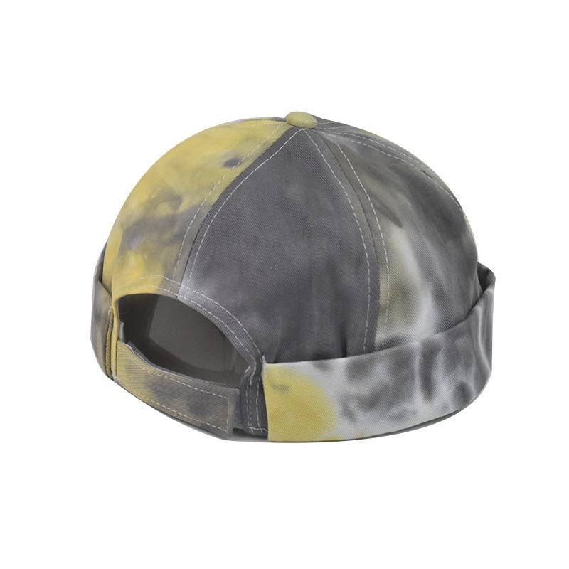 Hat Couple Tie Dyed Melon PU Leather Hat Round Hat Men and Women Korean Street Instagram Trendy Brand Cold Hat Landlord