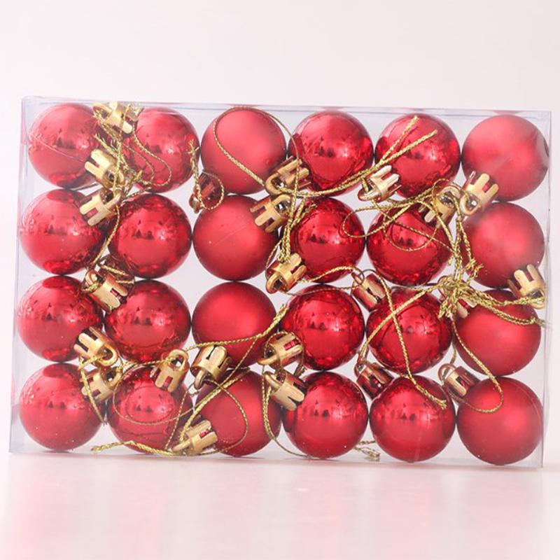 24pcs/box Mini Electroplated Christmas Balls Ornaments Xmas Tree Pendant Decoration Hanging Ball Party Home Decor Festival Gifts