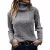 Womens High Neck Solid Color Knit Sweater Long Sleeve Winter 2026 Street Style Slim Fit Pullover