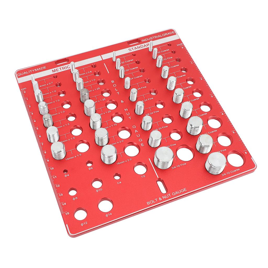 34PCS Screw Nut and Bolt Thread Checker Aluminum Alloy High Accuracy Bolt Nut Measuring Tool