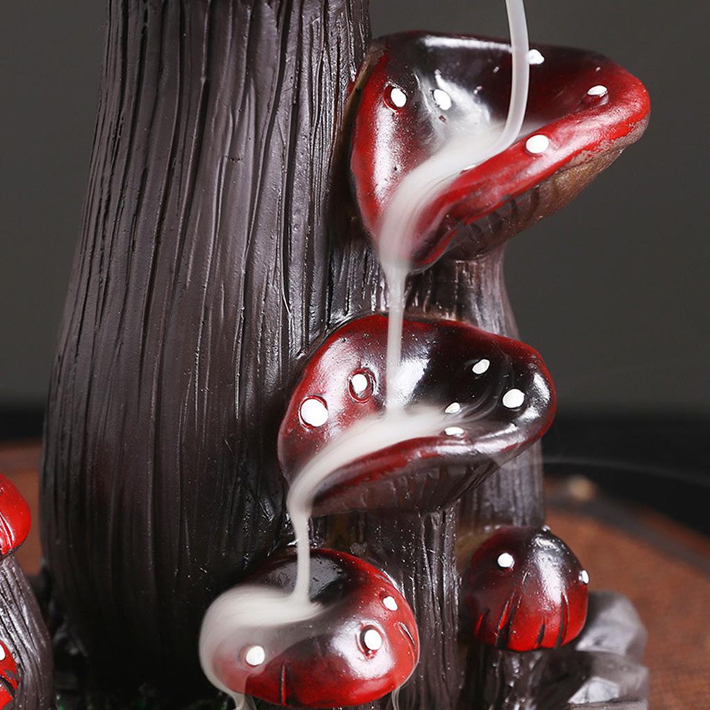 Mushroom Backflow Incense Burner Handmade with 20 Incense Cones Unique Visual Smoke Effect for Bedroom Meditation Relaxation