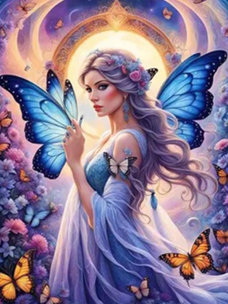 5D DIY Jewelry Cross Embroidery Painting Mosaic Home Decoration Gift with Elf Butterflies In Diamond Cross Embroidery Flowers