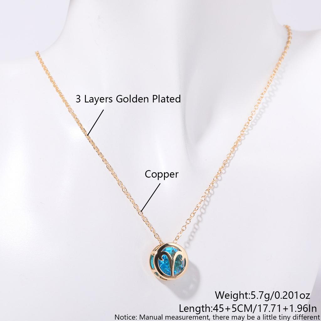 Twelve Zodiac Constellation Necklace - Double-sided Pendant Necklace with Zirconium Drop Pendant and Hollow Chain Around The Collarbone.