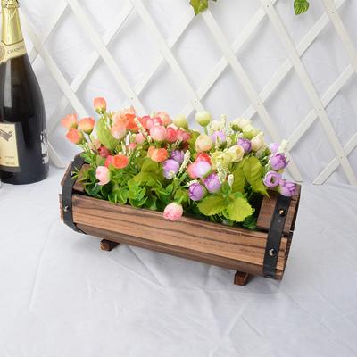 1PC Hanging Flower Pot Garden Wooden Flower Pot Home Flower Tank Log Balcony Planter Box Indoor 2 Sizes