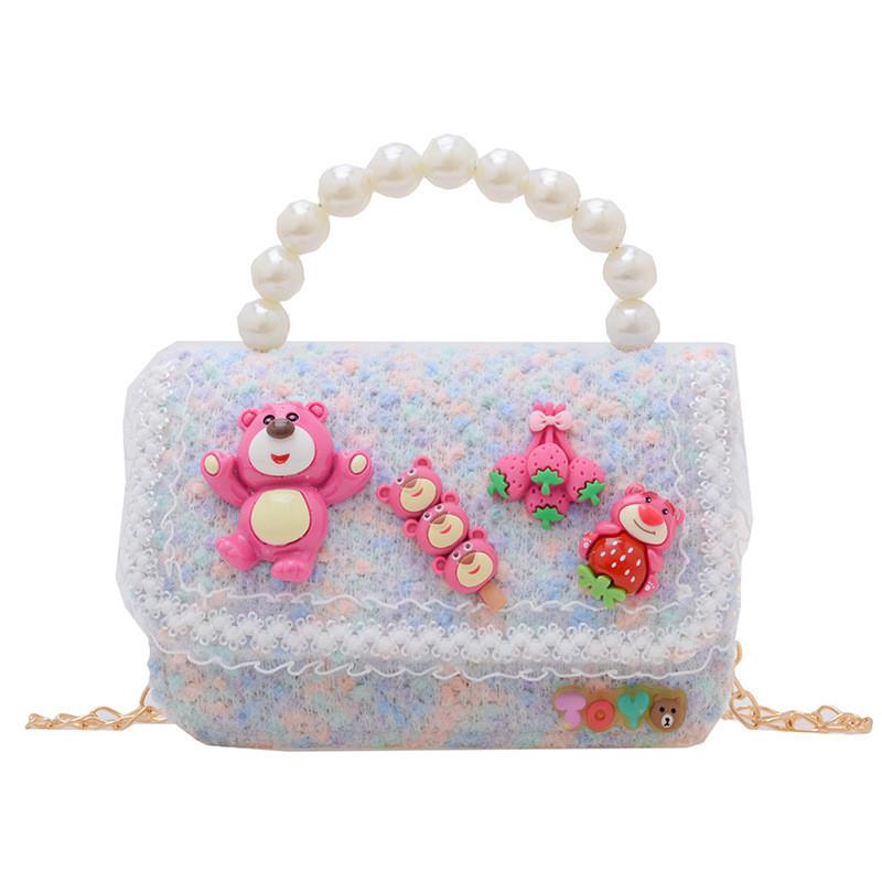 Lotso Bead Creative Handbag Cotton Linen Shoulder Bag With Animal Girls For