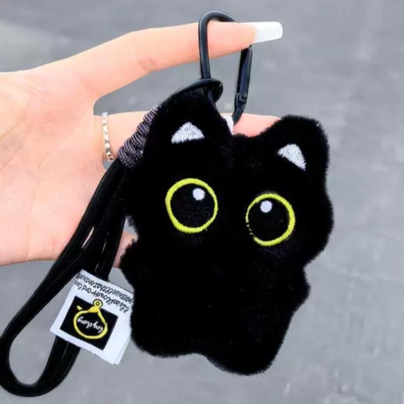 

Cute Black Kitty Plush Keychains Soft Kawaii Cat Plshie Doll Pendant Car Keyring Kitten Toy Doll for Friends Brithday Gifts