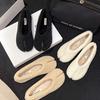 Fashion Round Toe Casual Woman Shoe Autumn Loafers Fur Shallow Mouth Boat New Fall Moccasin Flock Buckle Strap Leisure Rubber Solid Mary